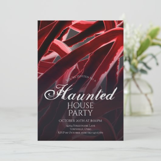 Halloween Haunted House Party Kaart (Staand voorkant)