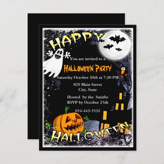 Halloween Haunted House Party Uitnodiging (Voorkant / Achterkant)