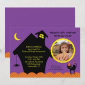 Halloween Haunted House Photo Birthday Invitation Kaart (Voorkant / Achterkant)