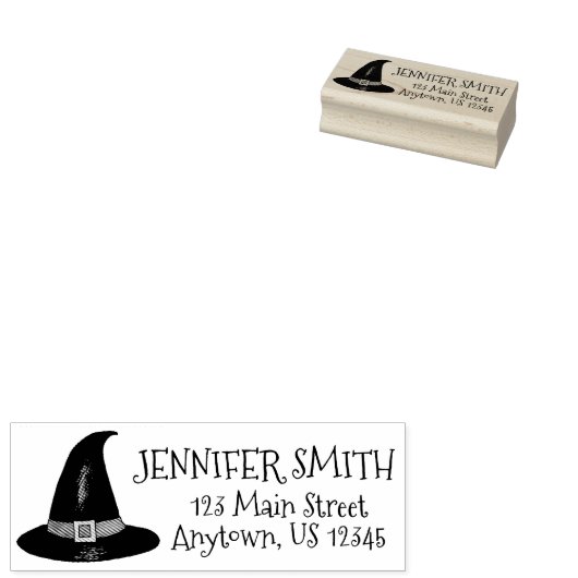 Halloween Haunted House Pointy Witch Pet Adres Rubberstempel (Gestempeld)