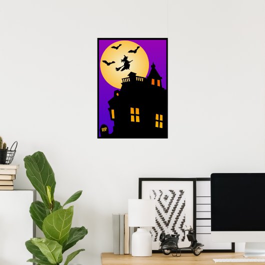 Halloween Haunted House Poster (Thuiskantoor)
