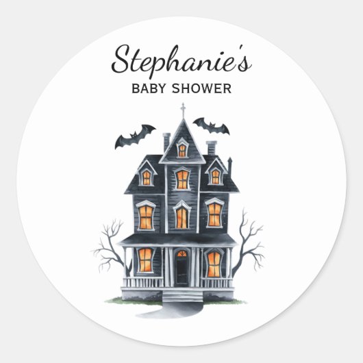 Halloween Haunted House Pumpkin & baby shower Ronde Sticker (Voorkant)