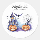 Halloween Haunted House Pumpkin & baby shower Ronde Sticker (Voorkant)