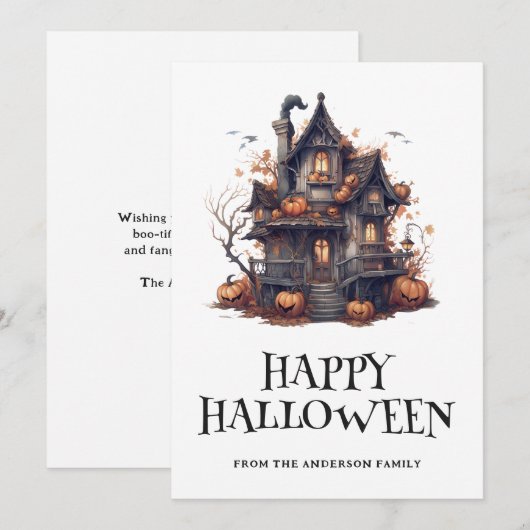 Halloween Haunted House Pumpkins Kaart (Voorkant / Achterkant)