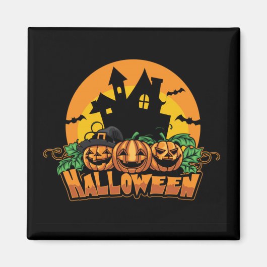 Halloween Haunted House Pumpkins Magneet (Voorkant)