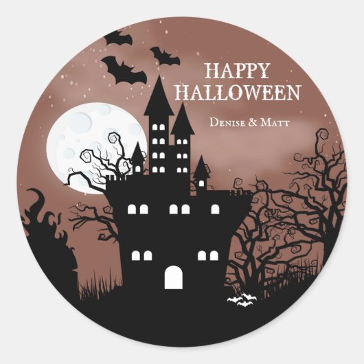 Halloween Haunted House Ronde Sticker (Voorkant)