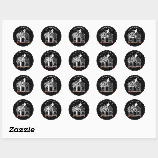 Halloween Haunted House Ronde Sticker (Vel)