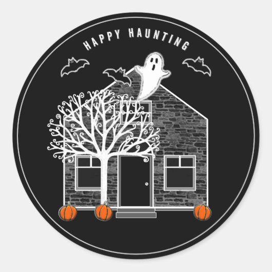 Halloween Haunted House Ronde Sticker (Voorkant)