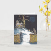 Halloween Haunted House Scary Cat Kaart (Gele Bloem)