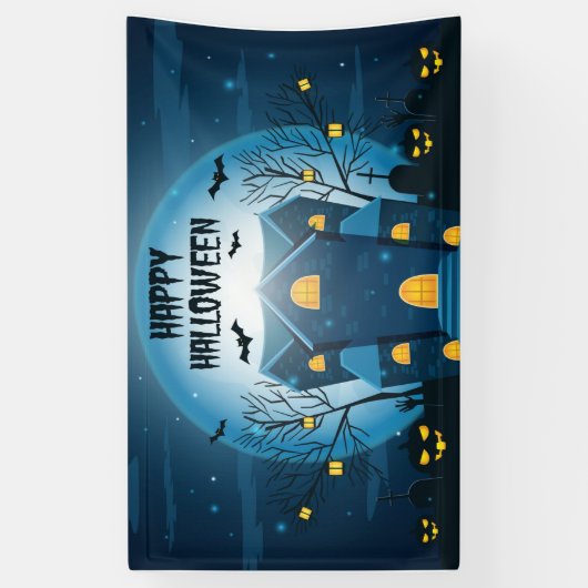 Halloween Haunted House Spandoek (Verticaal)
