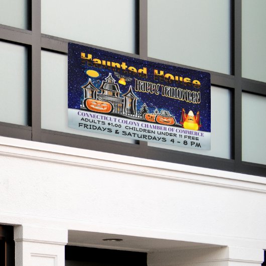 Halloween Haunted House Spandoek (Buitenkant Gebouw)