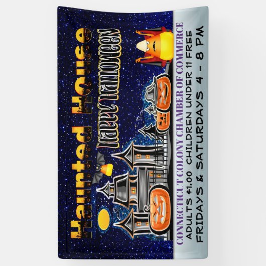 Halloween Haunted House Spandoek (Verticaal)