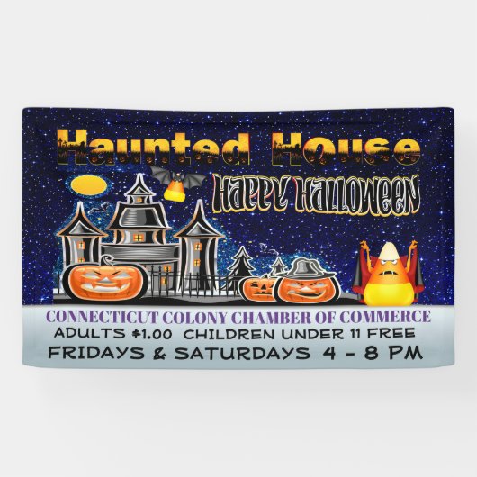 Halloween Haunted House Spandoek (Horizontaal)