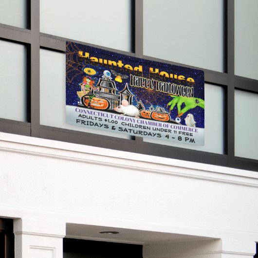 Halloween Haunted House Spandoek (Buitenkant Gebouw)