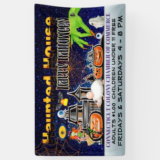 Halloween Haunted House Spandoek (Verticaal)