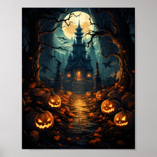 Halloween Haunted House Spooky Autumn Witchy Vibe Poster