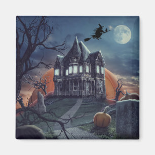 Halloween Haunted House Spooky Graveyard Koelkast Magneet