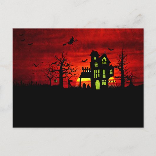 Halloween Haunted House Spooky Scary Witch Briefkaart (Voorkant)