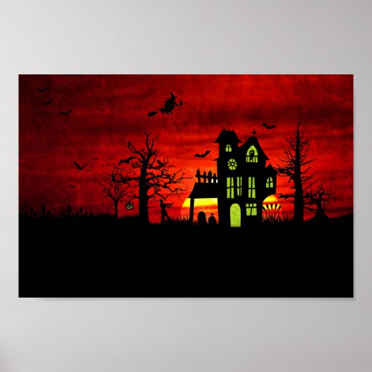 Halloween Haunted House Spooky Scary Witch Poster (Voorkant)