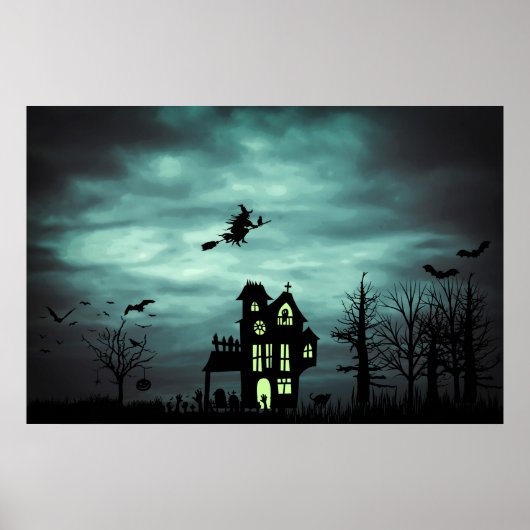 Halloween Haunted House Spooky Scary Witch Poster (Voorkant)