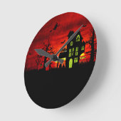 Halloween Haunted House Spooky Scary Witch Ronde Klok (Hoek)