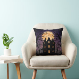 Halloween Haunted House Square Pillow Kussen
