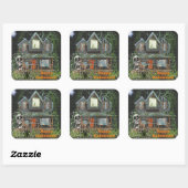 Halloween Haunted House Square Stickers (Vel)
