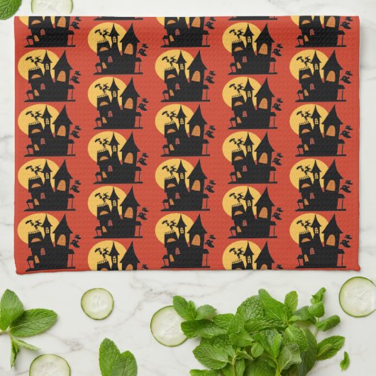 Halloween Haunted House Theedoek (Gevouwen)