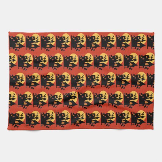 Halloween Haunted House Theedoek (Horizontaal)