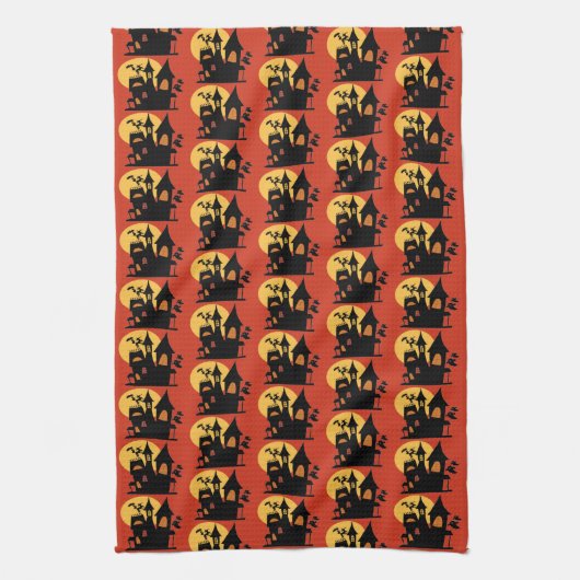 Halloween Haunted House Theedoek (Verticaal)