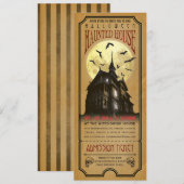 Halloween Haunted House Ticket Invitation Kaart (Voorkant / Achterkant)