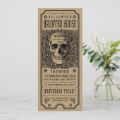 Halloween Haunted House Ticket Invitations Kraft Kaart (Staand voorkant)