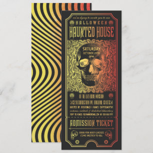 Halloween Haunted House Ticket Invitations v.2 Kaart