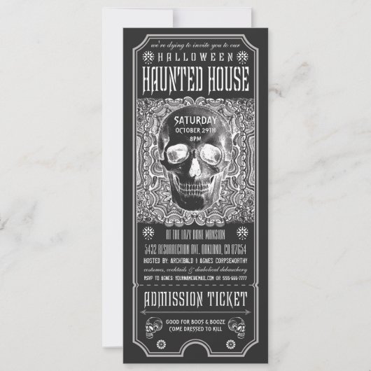 Halloween Haunted House Ticket Invitations v.3 Kaart (Voorkant)