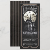 Halloween Haunted House Ticket Uitnodiging (Voorkant / Achterkant)