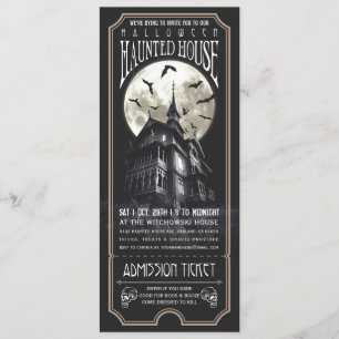 Halloween Haunted House Ticket Uitnodiging