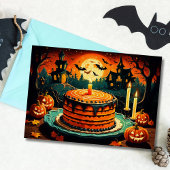 Halloween Haunted House verjaardagstaart Kaart