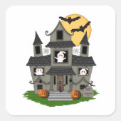 Halloween Haunted House Vierkante Sticker (Voorkant)