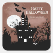 Halloween Haunted House Vierkante Sticker (Voorkant)