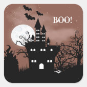 Halloween Haunted House Vierkante Sticker (Voorkant)