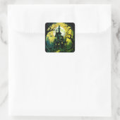 Halloween Haunted House Vierkante Sticker (Tas)