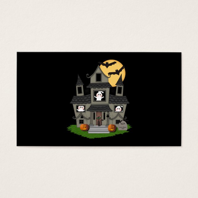 Halloween Haunted House Visitekaartjes (Voorkant)