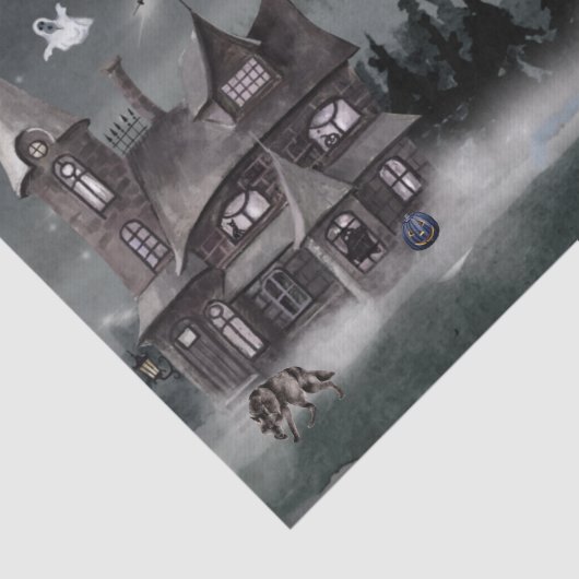 Halloween Haunted house Waterverf Tissuepapier (Detail)