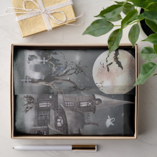 Halloween Haunted house Waterverf Tissuepapier (Geschenk)