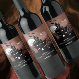 Halloween Haunted House Wijn Etiket