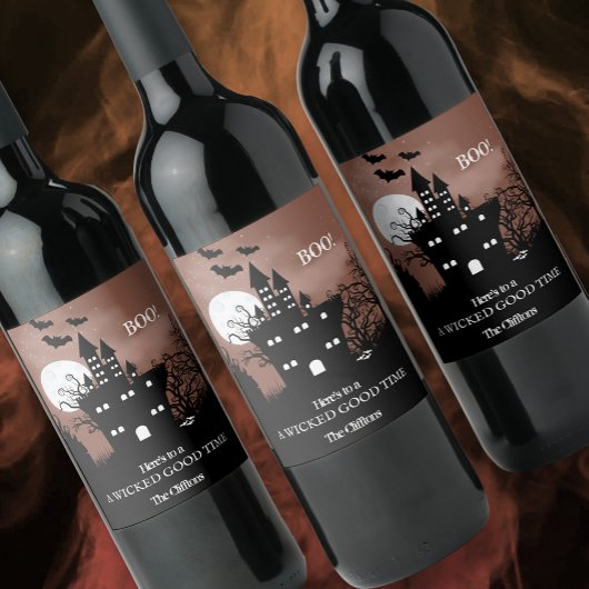 Halloween Haunted House Wijn Etiket