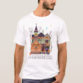 Halloween Haunted House wit T-shirt (Voorkant)