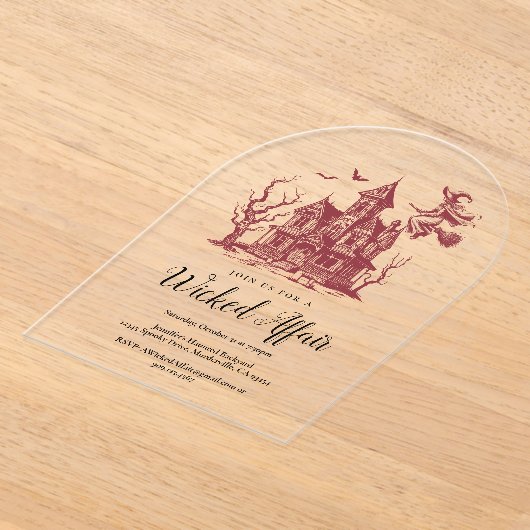 Halloween  Haunted House Witch Bat Party Acryl Uitnodigingen (Laagn)