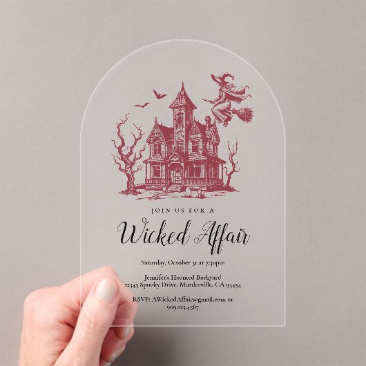 Halloween  Haunted House Witch Bat Party Acryl Uitnodigingen (Insitu (Draagbaar))