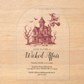 Halloween  Haunted House Witch Bat Party Acryl Uitnodigingen (Voorkant)